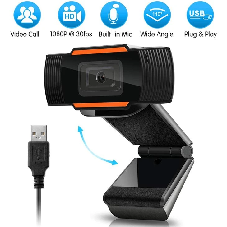 110 Degrees Wide-Angle 30fps HD 1080P Webcam USB Computer Camera